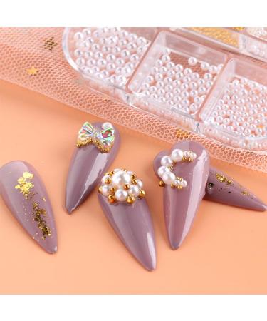 GZSYY Nail Beads & Stones - 12 Designs White Nail Art Charms | Micro Nail Jewelry for Gel Nails | 2 Boxes | International Shipping - Buy Online on GoSupps.com