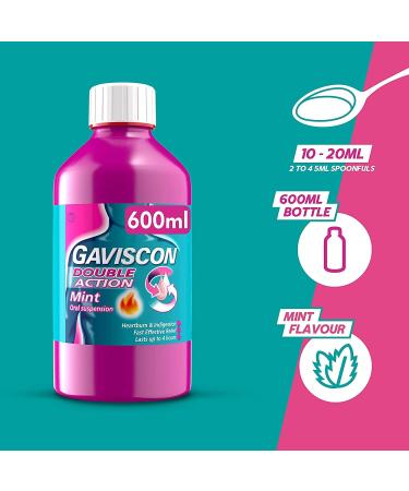 Gaviscon Double Action Peppermint 600ml - A2Z STORE - Buy Online on GoSupps.com