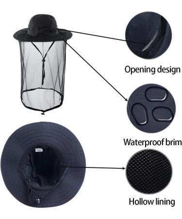 ZffXH Head Net Safari Hat with Mosquito Netting - Black | Men Women Gardening Hiking Fishing Sun Cap - Buy Online on GoSupps.com