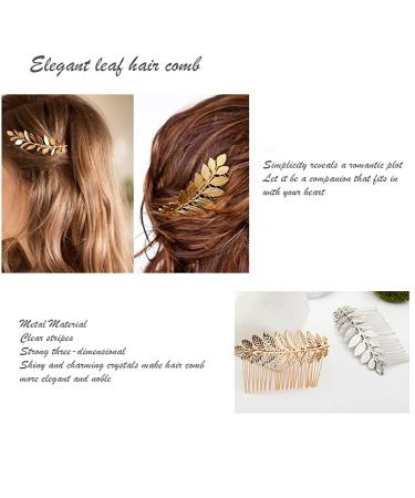 Samlbale 4 pcs Gold Leaf Decorative Hair Combs - Wedding & Bridesmaid Hair Accessories - Buy Online on GoSupps.com