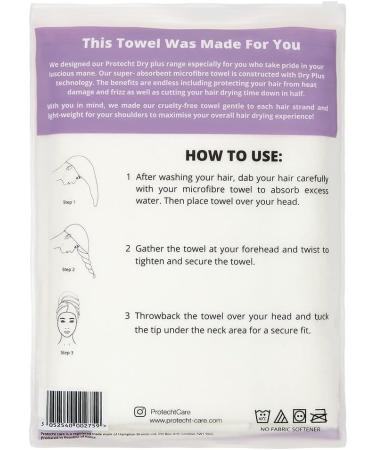 PROTECHT DRYPLUS Microfibre Hair Towel - White | One Size - Fast Drying, Luxurious Towel - Buy Online on GoSupps.com