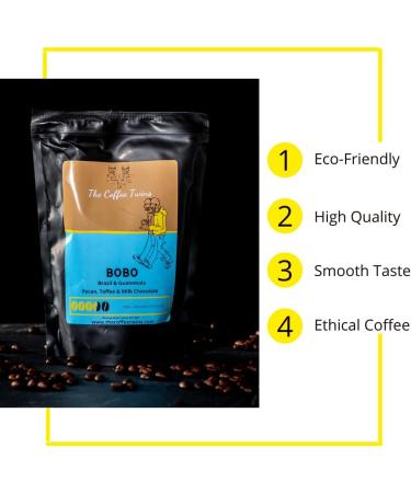 The Coffee Twins - Bobo 1kg - Ethical Speciality Coffee Beans - Freshly Roasted - Brazil Guatemala Blend - Whole Beans - 100% Arabica - Roasted in the UK - Buy Online on GoSupps.com