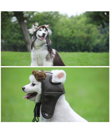 Dog Aviator Hat | Winter Pilot Hat with Ear Flaps for Cold Weather | Stylish Coffee Dog Gear - Buy Online on GoSupps.com