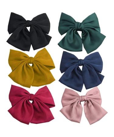 JPYH 6 pieces girls hair clips big gow hair clips for women Bowknot hairpins Bow Ribbon hair clip cute hairpin headwear for adult teen women