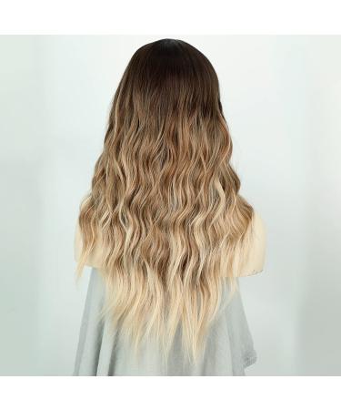 Natural Ombre Brown Wavy Wig for Women - Heat Resistant Synthetic Curly Hair - Buy Online on GoSupps.com