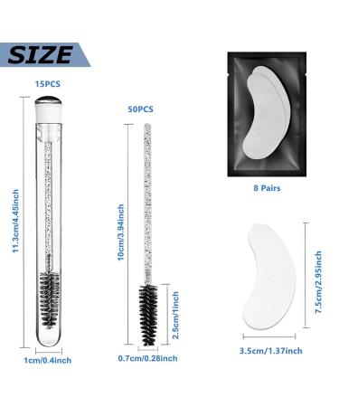 15 Disposable Mascara Brushes Set - 65 Eyelash Applicators & 8 Eye Patches for Extensions - Black - Buy Online on GoSupps.com