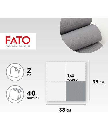 FATO Disposable Paper Napkins - 40-Pack Soft 2-Layer Gray Napkins 38x38 cm 100% Pure Cellulose FSC Certified - Buy Online on GoSupps.com