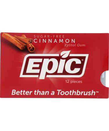 Epic Dental Xylitol Sweetened Gum Cinnamon - 12 Ct 6 Pack