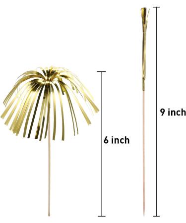 100 Pieces Firework Cupcake Toppers Graduation Foil Frill Toothpicks Holiday Cake Decorations 9 Inch Shape Food Picks for Halloween Party Favors Supplies (Black Gold Silver) - Buy Online on GoSupps.com