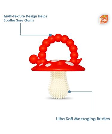Razbaby Chompy Bite Ring for Infants & Babies | Teething Relief Toy with Massage Bristles | BPA-Free | 3 Months+ | Red/Blue - Buy Online on GoSupps.com