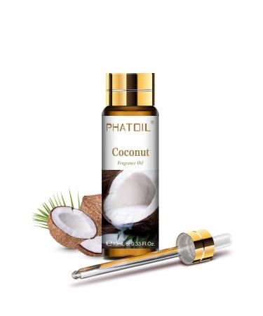 PHATOIL - Coconut Fragrance Oil for Diffuser for Home Aromatherapy Soap Making Candle Making Burner Oil - 10ml Coconut 10.00 ml (Pack of 1)