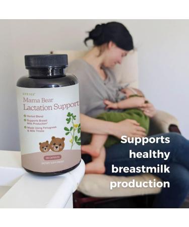 SPRIGS Mama Bear Herbal Lactation Support 120 Capsules | Breastfeeding Supplement with Galactagogue Herbs Like Fenugreek & Milk Thistle to Support Breastmilk Production | for Nursing or Pumping Moms - Buy Online on GoSupps.com