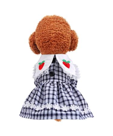 LtuzPet Plaid Dog Dress Cat Dress Tutu with Bow Knot Pet Clothes Girl for Party blue L