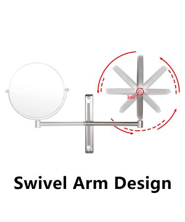 Nicesail 8 Inch Double-Sided Shower Shaving Mirror with 5X Magnification - Brush Nickel Finish - Buy Online on GoSupps.com