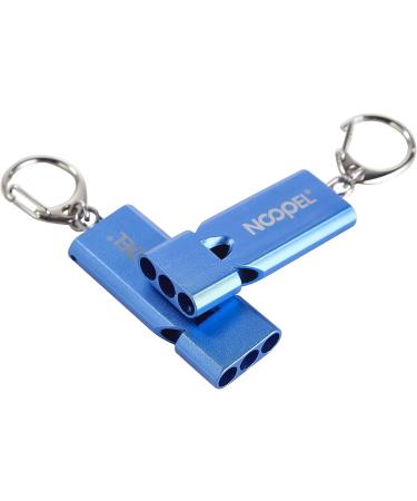 Noopel Emergency Whistle 2 Pack with Lanyard & Keychain for Outdoor Safety - Hiking, Camping, Sports - Three Tubes Survival Whistles in Blue - Buy Online on GoSupps.com