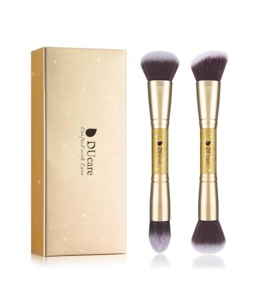 DUcare Makeup Brushes Duo End Foundation Powder Buffer and Contour Synthetic Cosmetic Tools 2Pcs D01