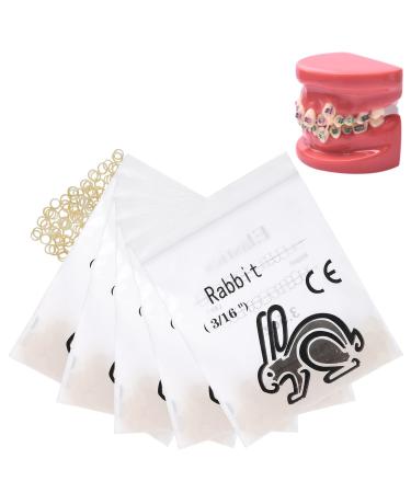 AnhuaDental 500 pcs Orthodontic Elastics Bands for Braces 3.5 Ounces Heavy Dental Rubber Traction Bands(100 Pieces/Pack) 3/16 Rabbit