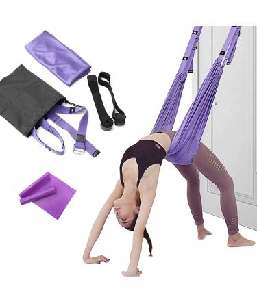 Kvittra Upgraded Yoga Strap for Stretching, Leg Stretcher Pilates Equipment for Home Gym, Back Bend Assist Trainer Waist Flexibility Workout Bands for Physical Therapy Ballet Dance Splits Gymnastics Purple