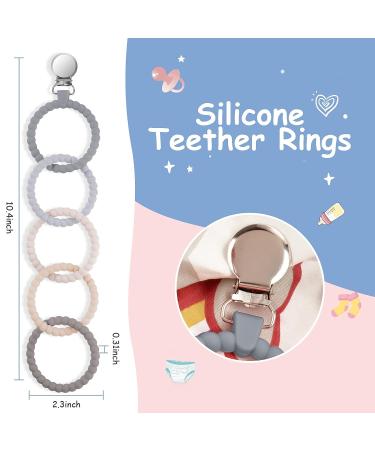 Vicloon Baby Teething Toys - Silicone Teether Chew Toy for Babies | Attachable Baby Links | Food Grade Silicone Teethers (Gray/Brown) - 6 Months - Buy Online on GoSupps.com