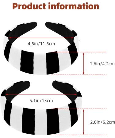 Headbands Women Hair Head Bands 2 Pieces Wide Top Turban Velvet Hair Bands Elastic Headband Modern Black White Stripes Geometric Fashion Head Wrap 2 Size Multi-colored 4 - Buy Online on GoSupps.com