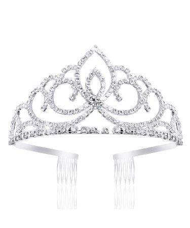 Didder Silver Tiara Crystal Tiaras for Girls  Elegant Rhinestone Princess Tiara Crown for Girls Tiara with Combs Tiaras and Crowns for Women Tiara for Women Headband for Bridal Wedding Birthday Party 03 Silver - Style B