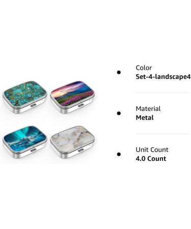 Portable 2 Compartment Pill Box - Decorative Metal Organizer for Vitamins & Medicine | Unique 4-Piece Set Gift - Buy Online on GoSupps.com