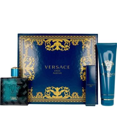 Versace Eros for Men - 3 Pc Gift Set 3.4oz Parfum Spray 0.3oz Parfum Spray 5oz Shower Gel