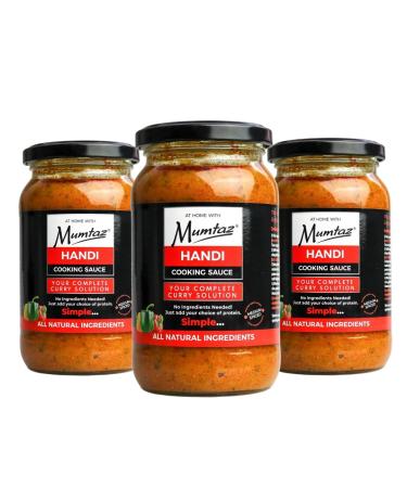 Mumtaz HANDI Indian Curry Cooking Sauce 350g Pack of 3 Restaurant Quality at Home - Medium Spiced Serves 4-5 All Natural Ingredients Gluten Free Vegetarian Friendly.