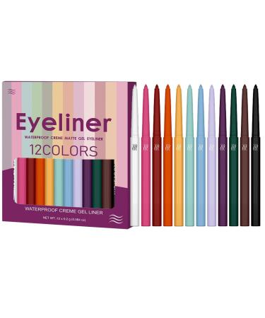 Liquid Eyeliner - Waterproof Matte Lip Coating | 12-Color Long-Lasting Liquid Eye Liner Pen Set Soft Crayon Honeshadow Highlight Pen