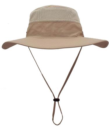 Home Prefer Men's UPF 50+ Wide Brim Sun Hat in Milk Khaki | Windproof Fishing Hat - Buy Online on GoSupps.com
