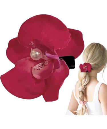 Hawaiian Flower Hair Clips - Orchid Hairpin Bohemia Barrette Headwear - Elegant Fake Headwear Hair Accessories Hawaii Flower Hair Clip Pins for Beach Seaside Holiday Red - Buy Online on GoSupps.com