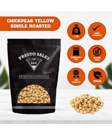 Premium Roasted Unsalted Chickpeas - 1 lb. Pouch Bag by Presto Sales LLC: Plant-Based Protein Snack, Energy Boost for All Ages - Buy Online on GoSupps.com