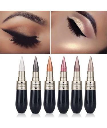 6PCS/SET 2 In 1 Double Head Eyeliner Eyeshadow Combination Waterproof Black Eye Liner Pen Quick Dry Colorful Eyeshadow High Pigmented Eye Powder Cosmetic Set liquid eyeliner - Buy Online on GoSupps.com