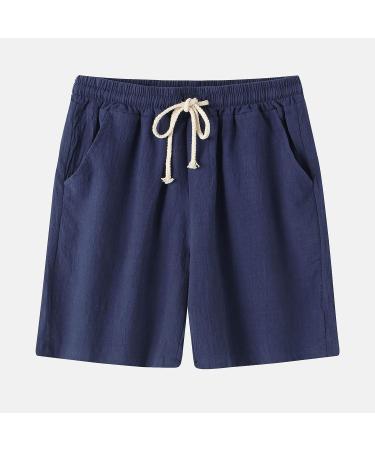Loyalt Men's Navy Cotton Linen Shorts - Medium - Buy Online on GoSupps.com