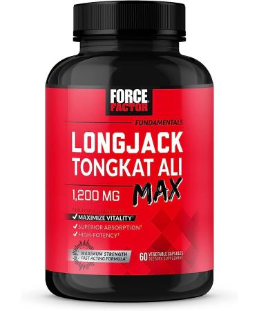 Longjack Tongkat Ali Max for Men Male Stamina and Vitality Supplement Made with Tongkat Ali Extract and Key Natural Ingredients for Superior Absorption 1200mg 60 Capsules