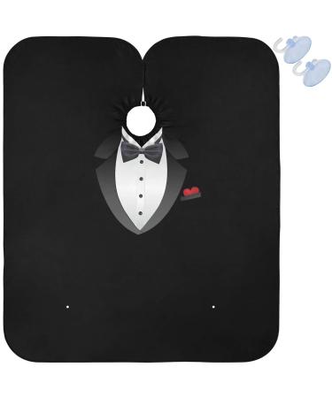 visesunny Tuxedo With Bow Tie Barber Cape Anti-Static Hair Cutting Cape with Snap Closure Professional Salon Polyester Beard Shaving Bib Water-Resistant Hairdressing Cape Adjustable Snap Multi8