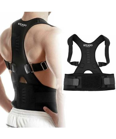 walgreen Magnetic Back Support Belt Brace Lumbar Posture Corrector Pain Shoulder Neoprene Back Brace Posture Corrector Spinal Support for Women and Men (Large) Black