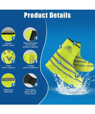 Flintronic Waterproof Bicycle Overshoes - Unisex Reflective XL Fluorescent Yellow Windproof & Dirt Repellent Shoe Covers - Buy Online on GoSupps.com