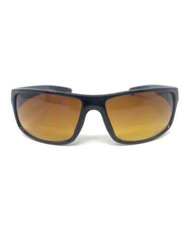 The Aspen Bifocal Sun Reader Sport & Wrap-Around Reading HD Copper Sunglasses Black With Copper Lens 2.0 x