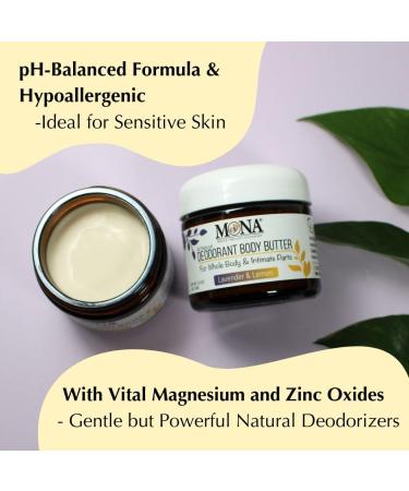 MONA BRANDS All Natural Deodorant Body Butter for Whole Body & Intimate Parts | Deodorant Cream for Women Men and Teens | Aluminum Free | Lavender & Lemon 2 oz Lavender & Lemon 2 Ounce (Pack of 1) - Buy Online on GoSupps.com