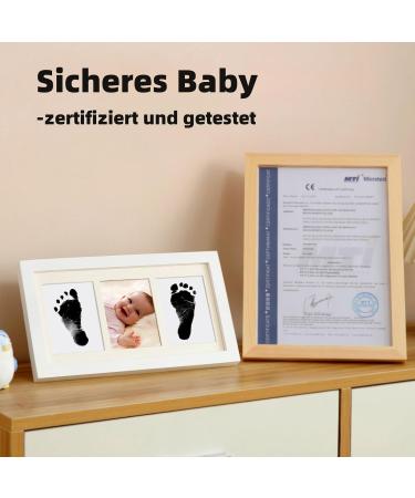 Pewingo Footprint & Handprint Baby Set | Ink-Free Stamp Pillows & Elegant Wooden Frame - Perfect Newborn Gifts for Babies Up to 6 Months - Buy Online on GoSupps.com
