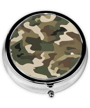 Green Camo Round Pill Box | 3 Compartment Portable Travel Medicine Organizer - Buy Online on GoSupps.com