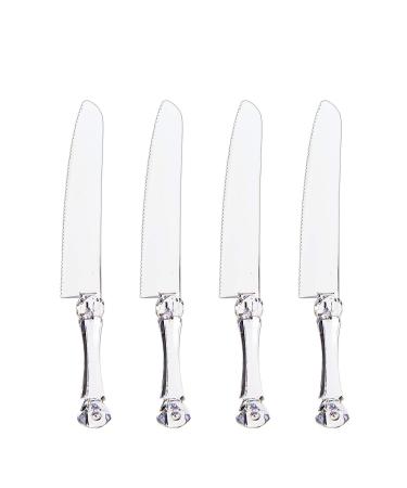 Plasticpro Disposable Plastic Bread or cake Knife Clear Heavyweight Pack of 4 4 Clear