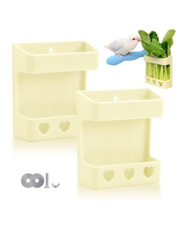 Bird feeder column vegetable holder fruit holder bracket - food bowl bird bird cage accessories feed donor made of plastic for holding fruits inkfish bones vegetables 2 pieces yellow