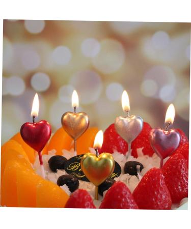 HOMSFOU 10pcs Decorative Candles Birthday Cake Candle Cake Toppers Heart-Shape Cake Candles Cake Decoration Cute Party Supplies As Shown medium - Buy Online on GoSupps.com