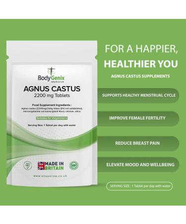 Bodygenix Vitex Agnus Castus Supplement 1000mg - Menstrual Cramp Relief, Mood Swings & Irritability - 120 Veg Capsules - Buy Online on GoSupps.com