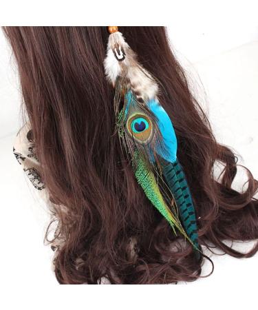 Zoestar Boho Feather Hair Clip Hippie Hair Extensions Indian Feather Clip Comb Hairpin Headdress DIY Accessories for Women and Girls (Set 2) - Buy Online on GoSupps.com