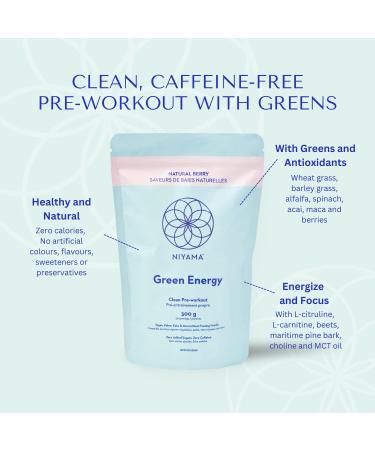 100% Vegan Pre Workout Powder NIYAMA Green Energy|Stim Free|Paleo Keto Natural Caffeine Free Pre Workout Drink Mix|Natural Berry Flavour (30 Servings) Pack of 1 - Buy Online on GoSupps.com