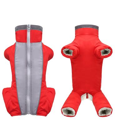 Dog Jacket Dog Coat Waterproof Fleece Lined Warm Winter Jacket Dog Clothing for Winter Autumn Red for Female S