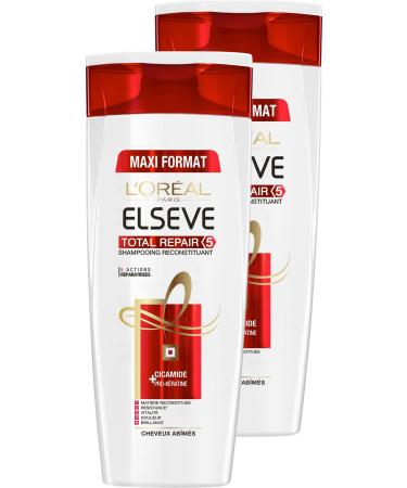 L'Oréal Paris Elsève Total Repair 5 Restorative Shampoo for Damaged Hair 400ml - Pack of 2
